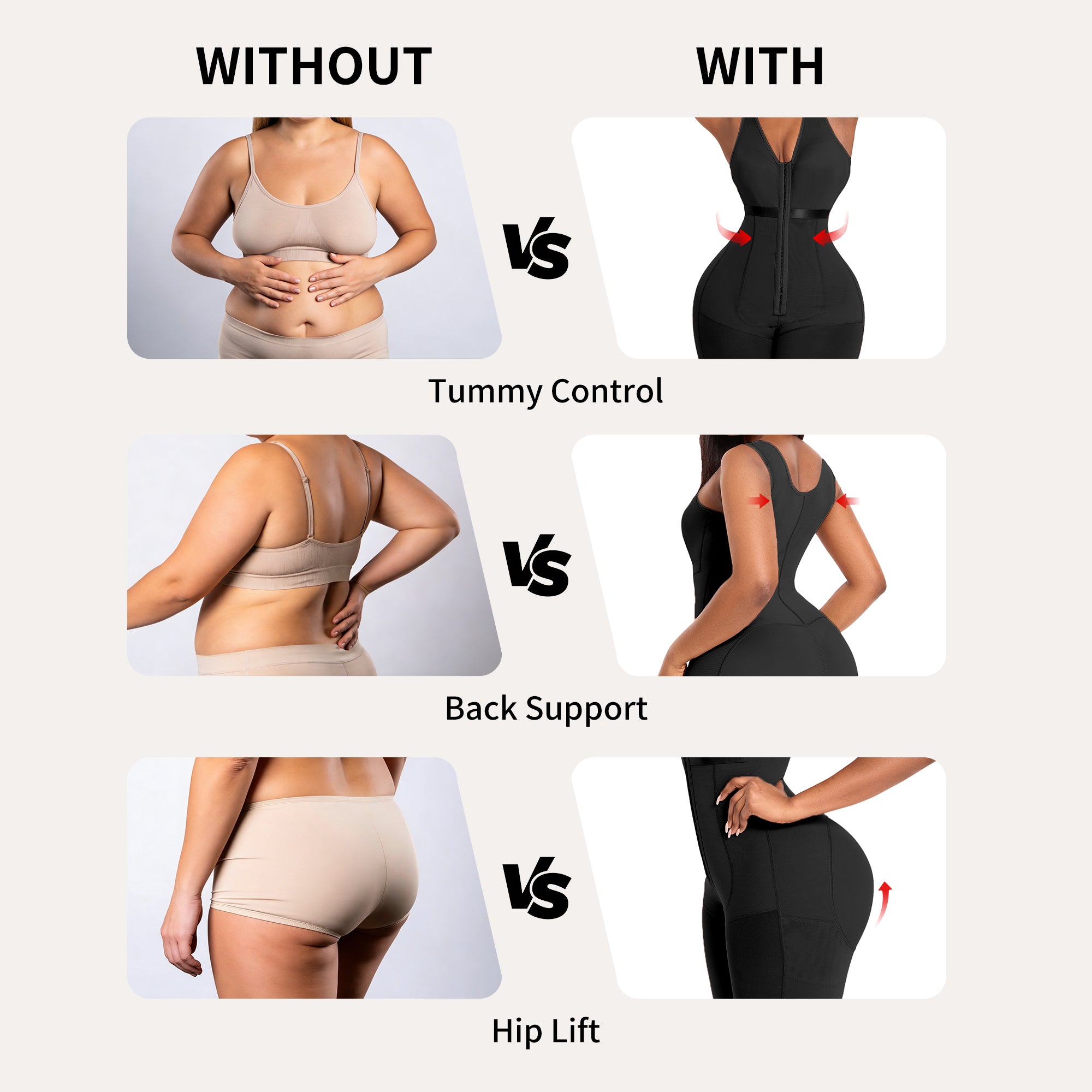 QOU Colombian Shapewear Bodysuit Tummy Control Butt Lift faja