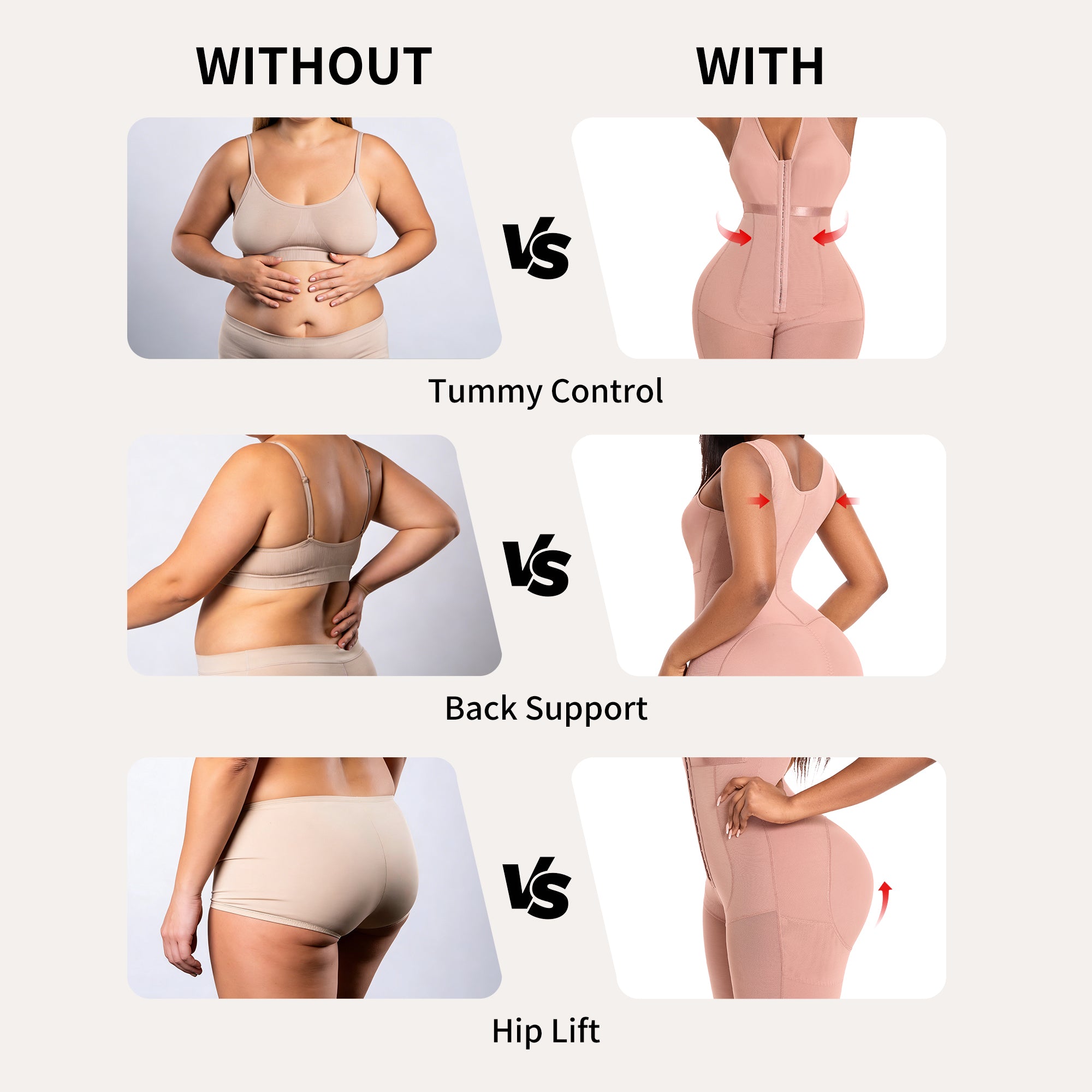 QOU Colombian Shapewear Bodysuit Tummy Control Butt Lift faja