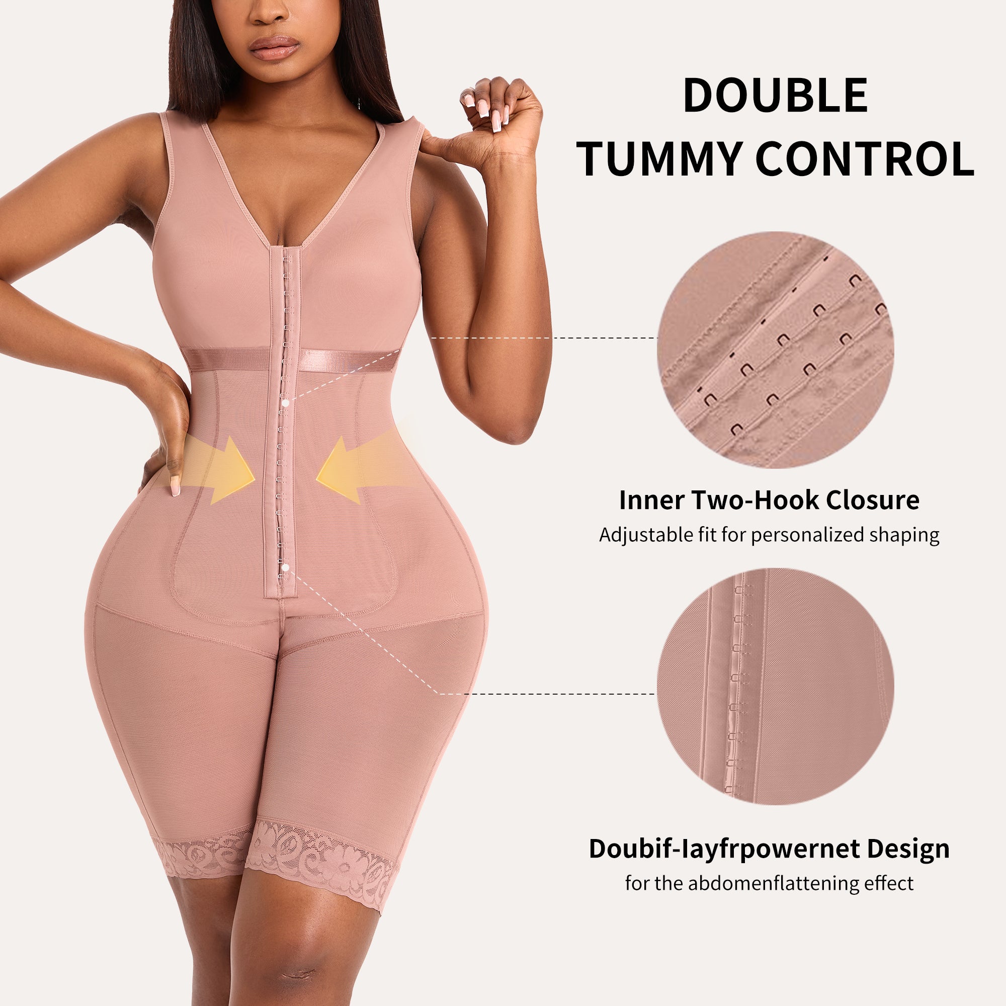 QOU Colombian Shapewear Bodysuit Tummy Control Butt Lift faja