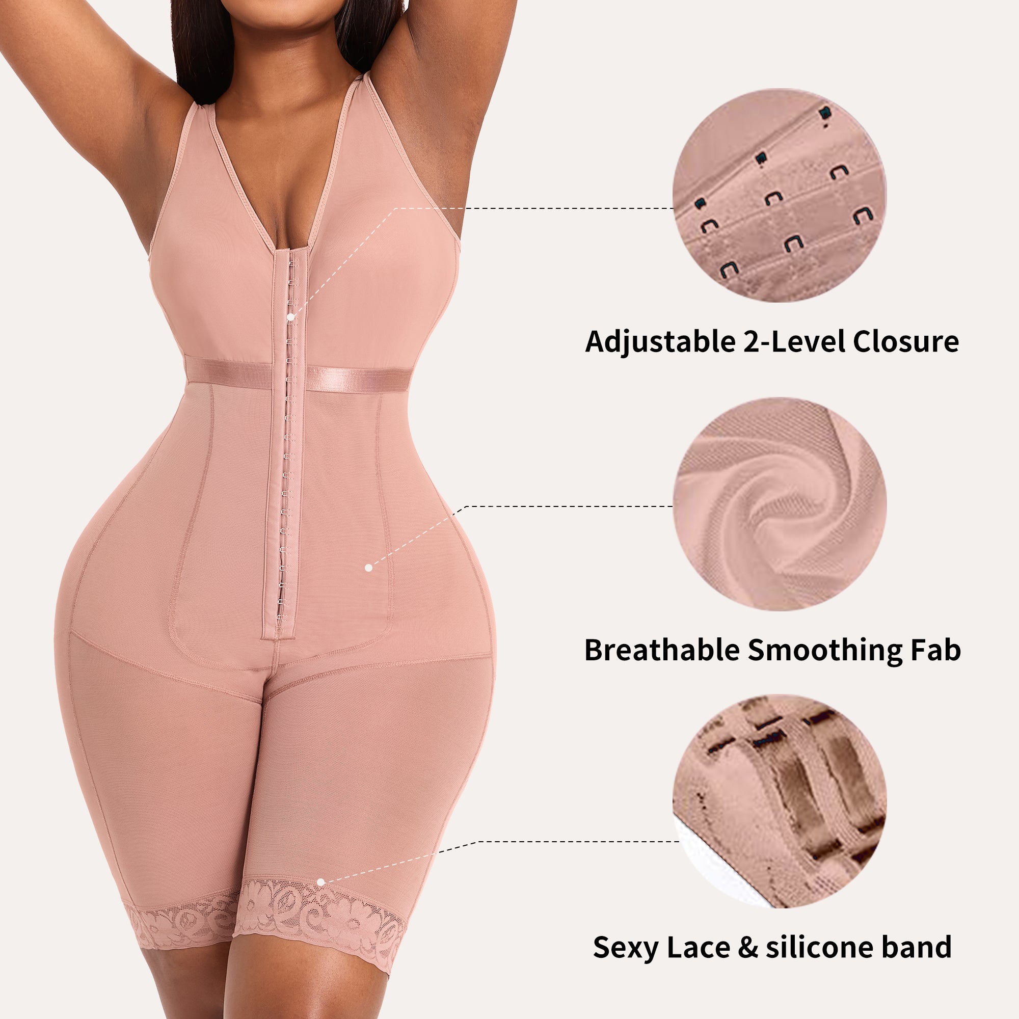 QOU Colombian Shapewear Bodysuit Tummy Control Butt Lift faja